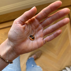 SOLD Small Circle Charm with Hand Engraved Heart & Letter T — Archive Sale
