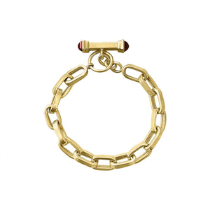 Vintage Flat Link Bracelet w/ Gold Toggle