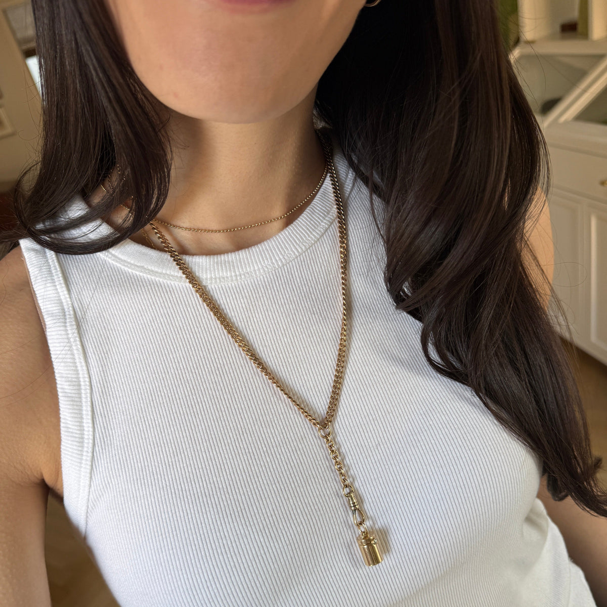 Vintage Edwardian Curb Link Dog Clip Drop Necklace