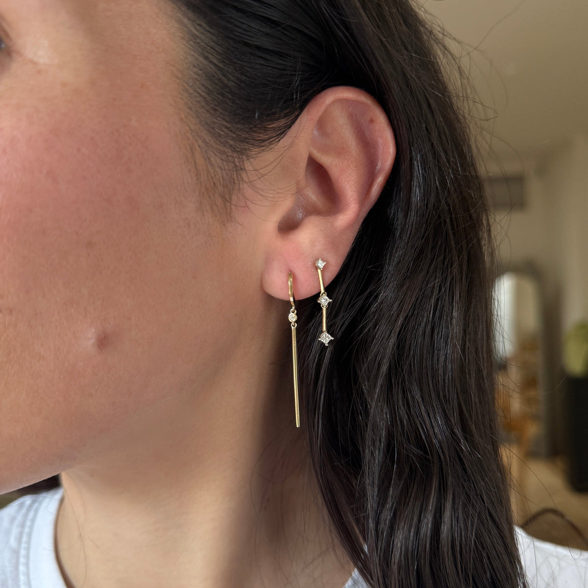 Vintage Singular Diamond & Bar Drop Earring — Archive Sale 2026