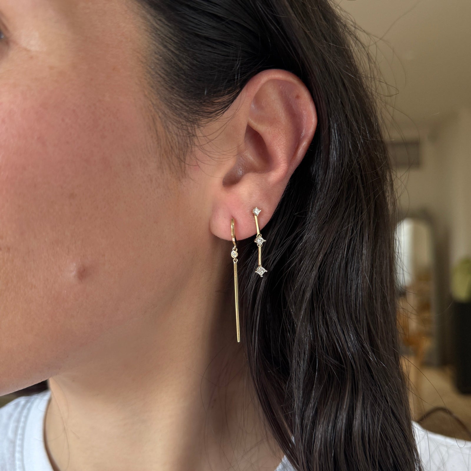 Vintage Singular Diamond & Bar Drop Earring — Archive Sale 2026