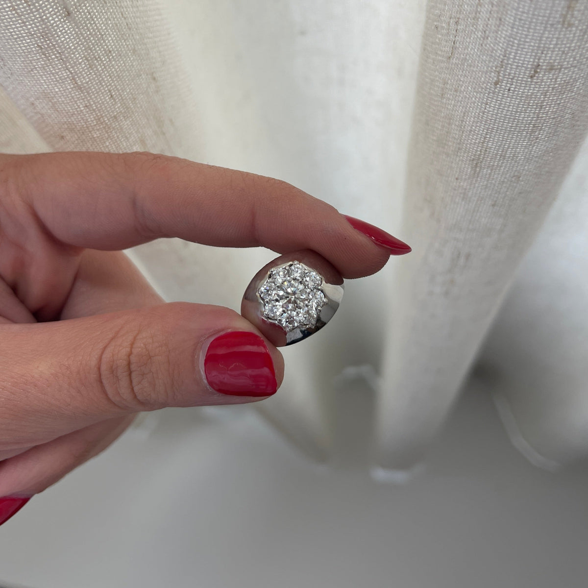 Vintage Platinum and Diamond Dome Ring