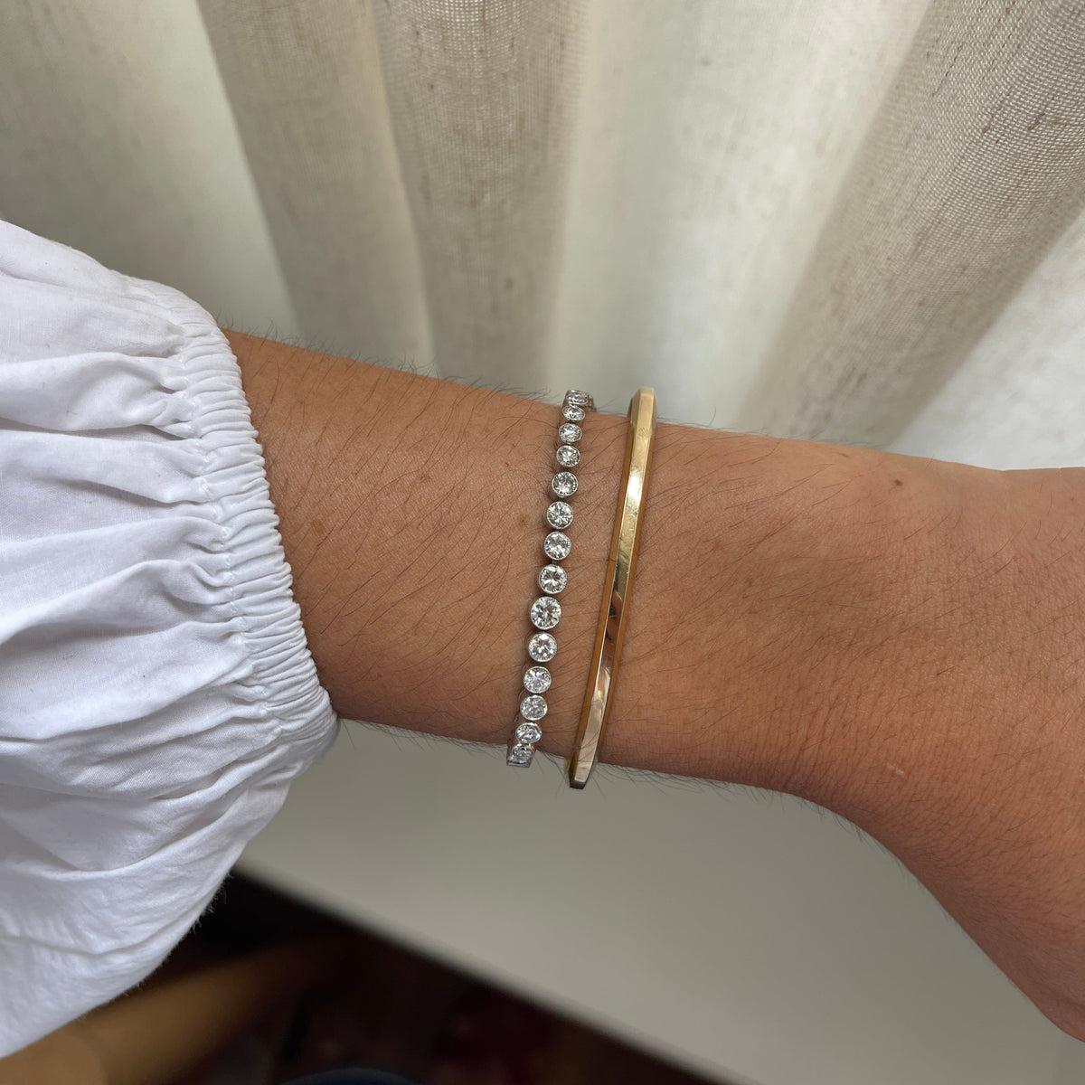 Vintage Platinum Graduated Tennis Bracelet