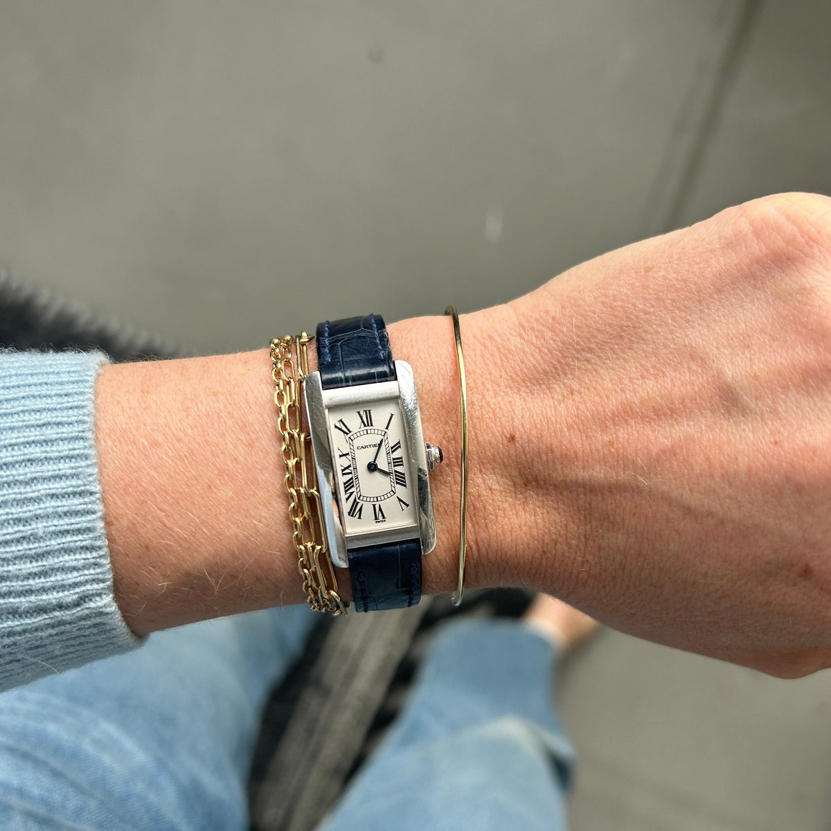 SOLD Vintage Cartier Tanke Americaine 19mm 18K Watch