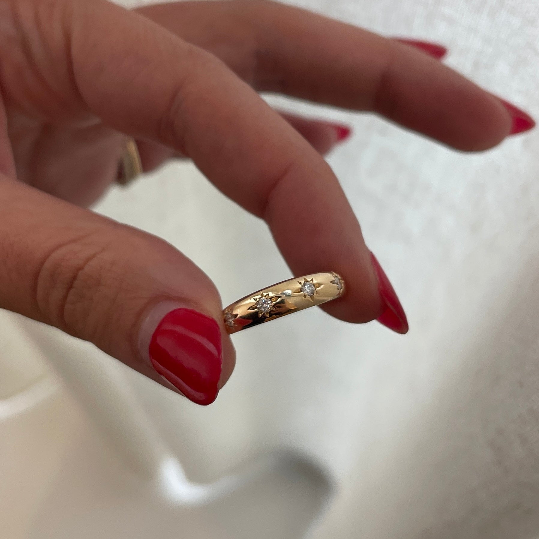 SOLD Crescent Ring 4 Diamonds — Archive Sale