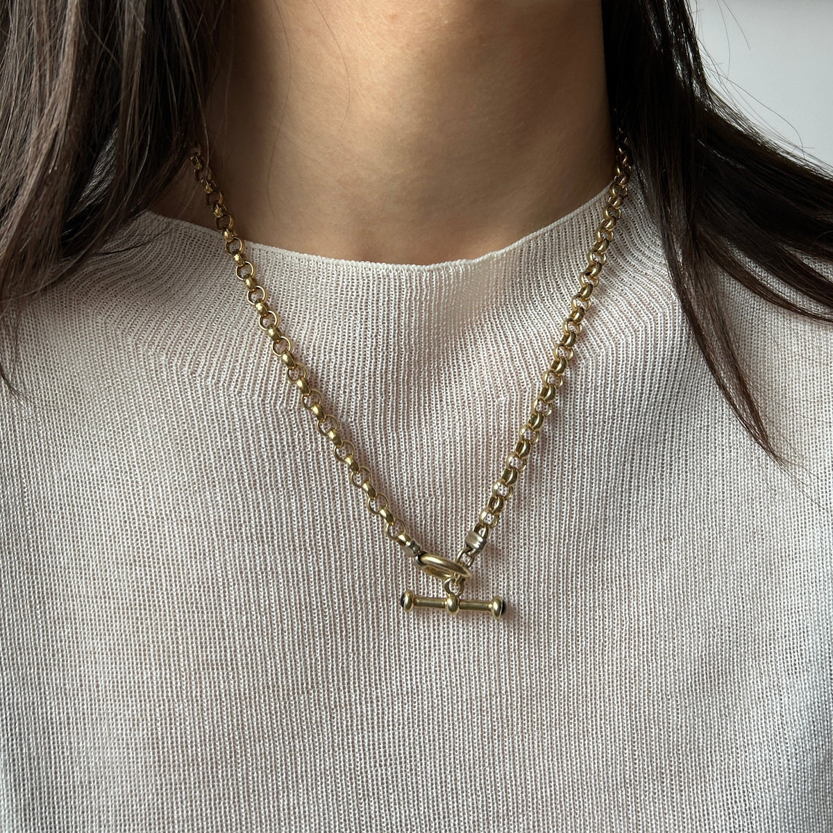 SOLD Vintage Gold Toggle Chain Necklace