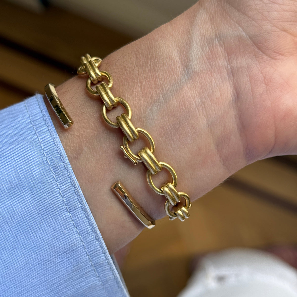 SOLD Vintage "Irene Neuwirth" Brushed Gold Link Bracelet