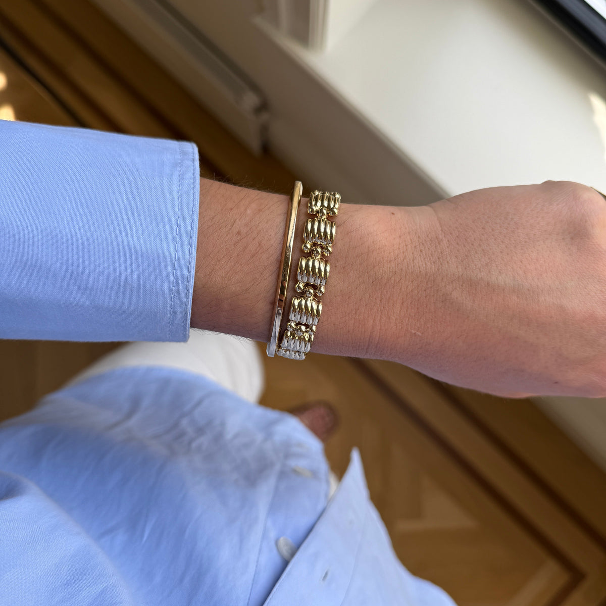 Vintage Italian Ridged Column Bracelet