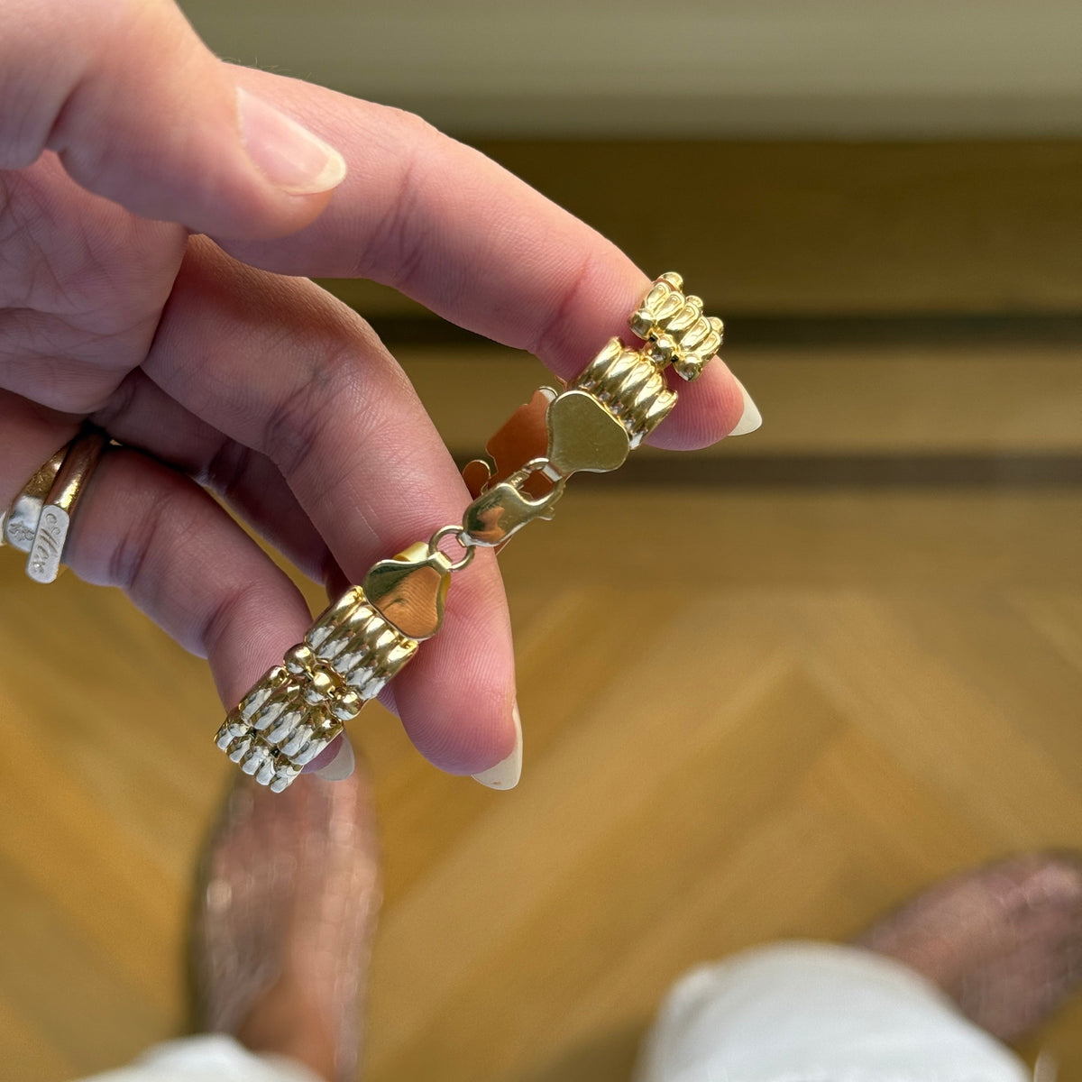 Vintage Italian Ridged Column Bracelet