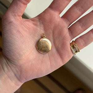 Vintage Old English Hand Engraved "L" Circle Locket