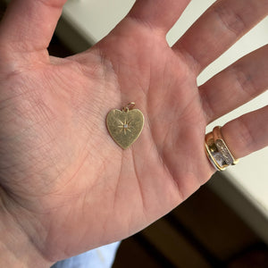 Vintage Heart Charm with Star Set Diamond