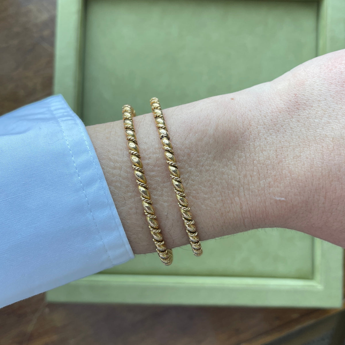 Vintage 18k Gold Twisted Bangles