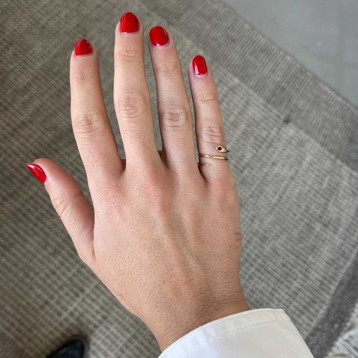 SOLD Vintage Drop 03 — Vintage Twist Snake Ring with Ruby