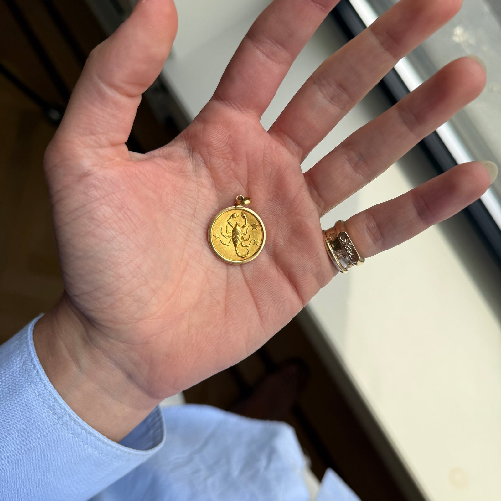 Vintage Scorpio Circle Charm