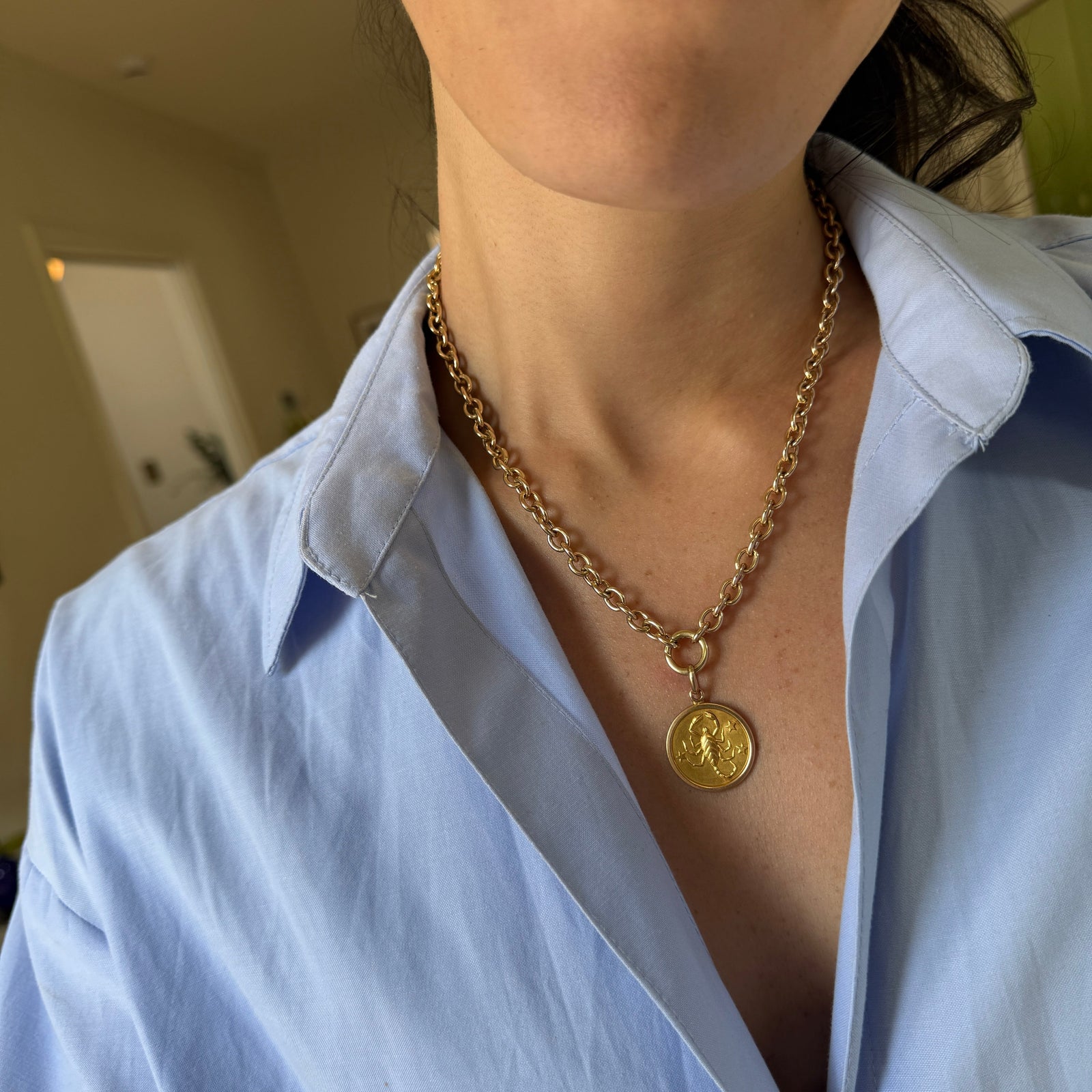 Vintage Scorpio Circle Charm