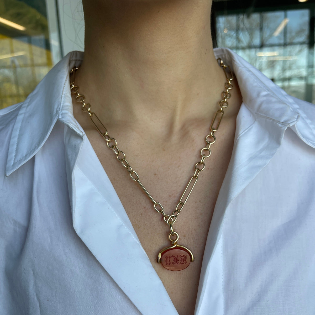 Vintage Agate Monogram Charm