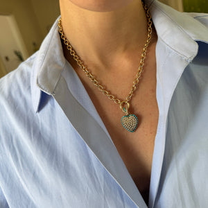 Vintage Turquoise and Pearl Heart Charm