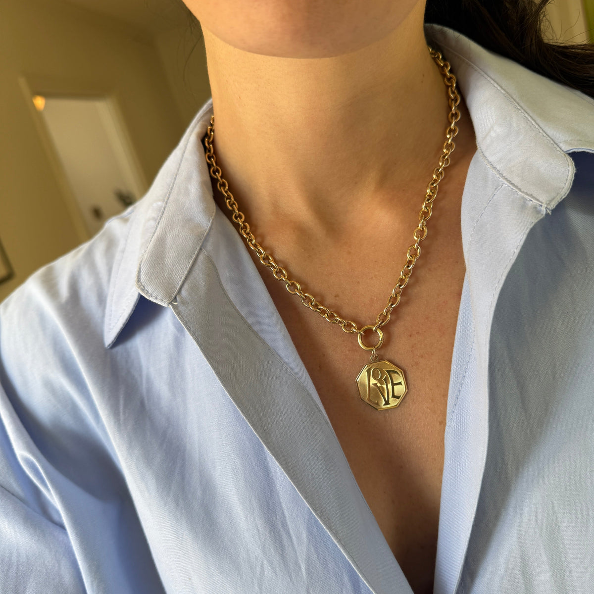 SOLD Vintage Octagonal "Love" Charm