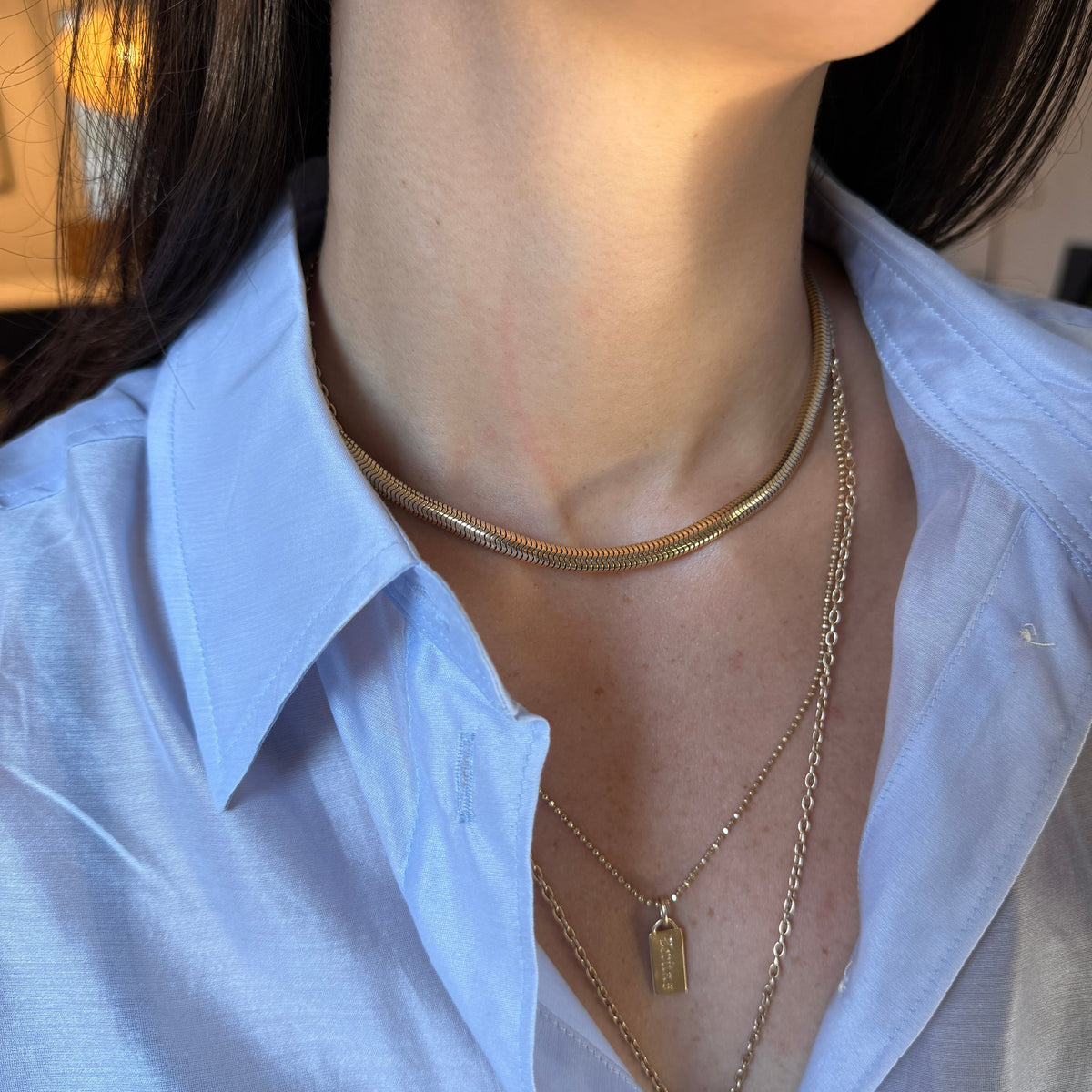 Vintage 10k Flexible Omega Necklace