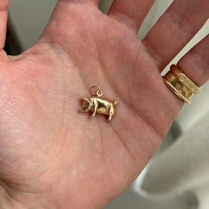 Vintage 3D Pig Charm