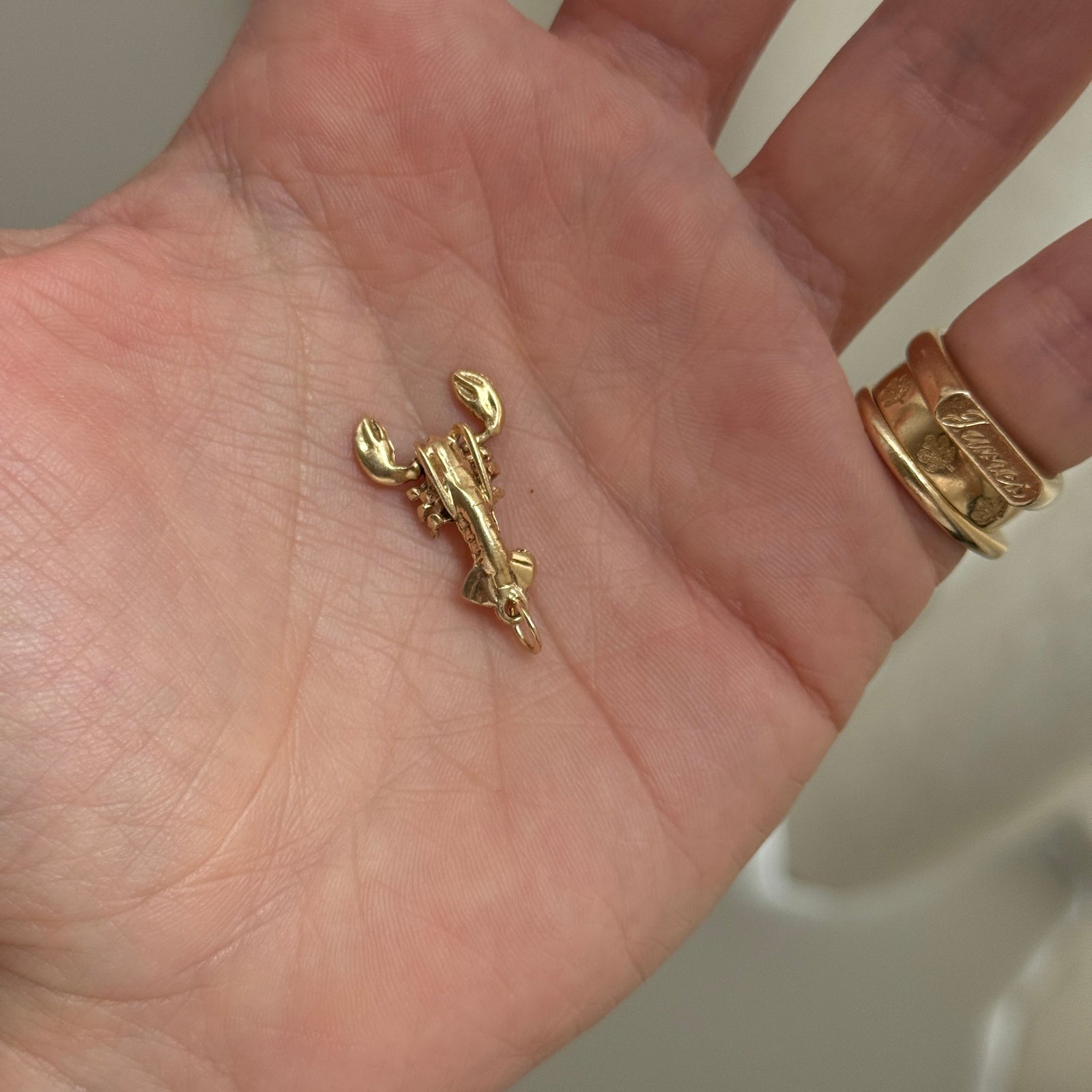 Vintage Lobster Charm with Articulated Claws