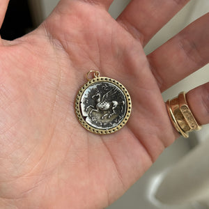 Vintage Silver Roman Soldier Coin Charm
