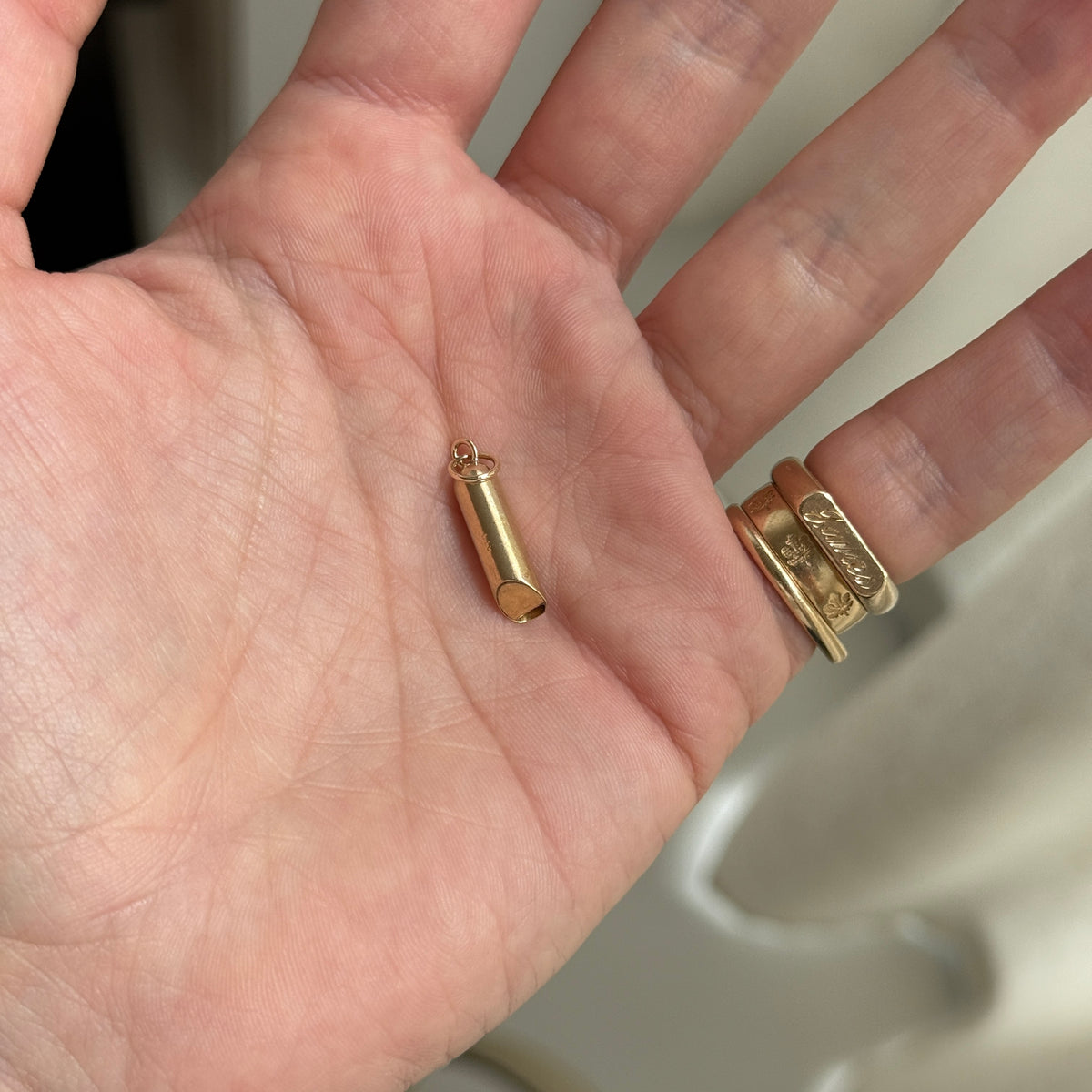 Vintage Tiny Train Whistle Charm