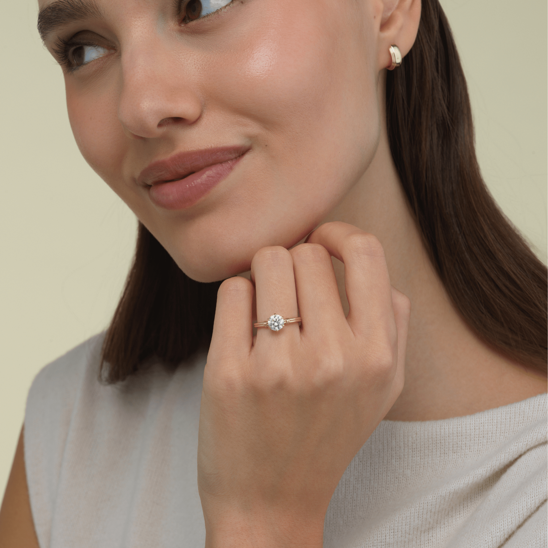 14k gold double band knot design engagement ring