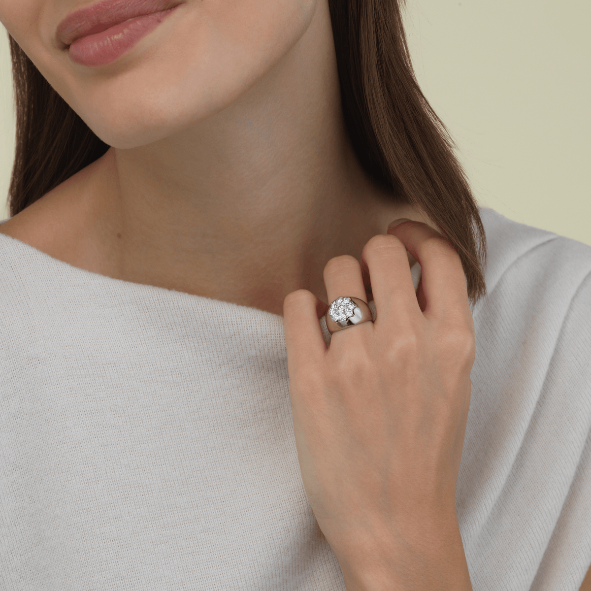 Vintage Platinum and Diamond Dome Ring