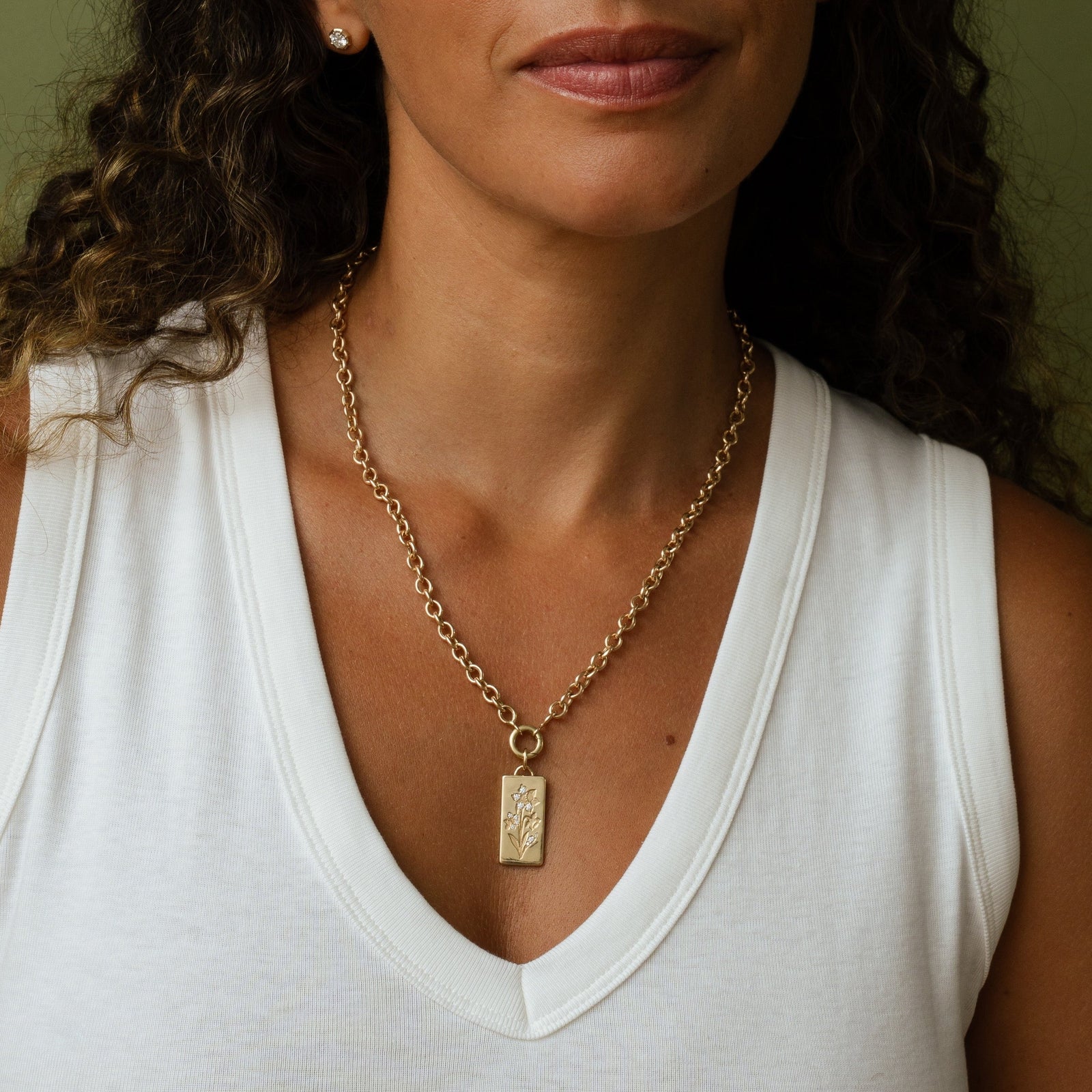 14k solid gold Birth Month Flower Charm with a birth-month flower motif