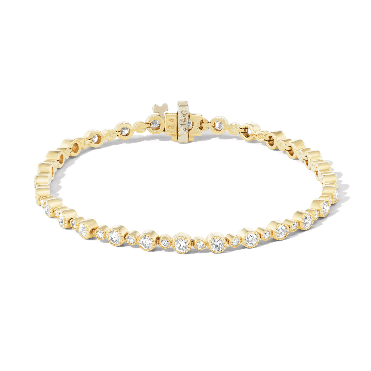 SOLD Alternating Bezel Diamond Tennis Bracelet