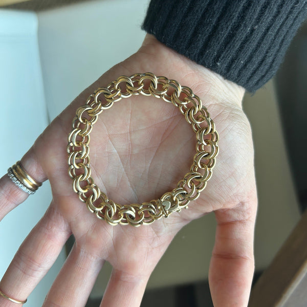 アクセサリー 60s German Vintage Double Chain Bracelet Mid-century POM Reuben Pomerantz Jewelry Co. Inc. 14k Gold