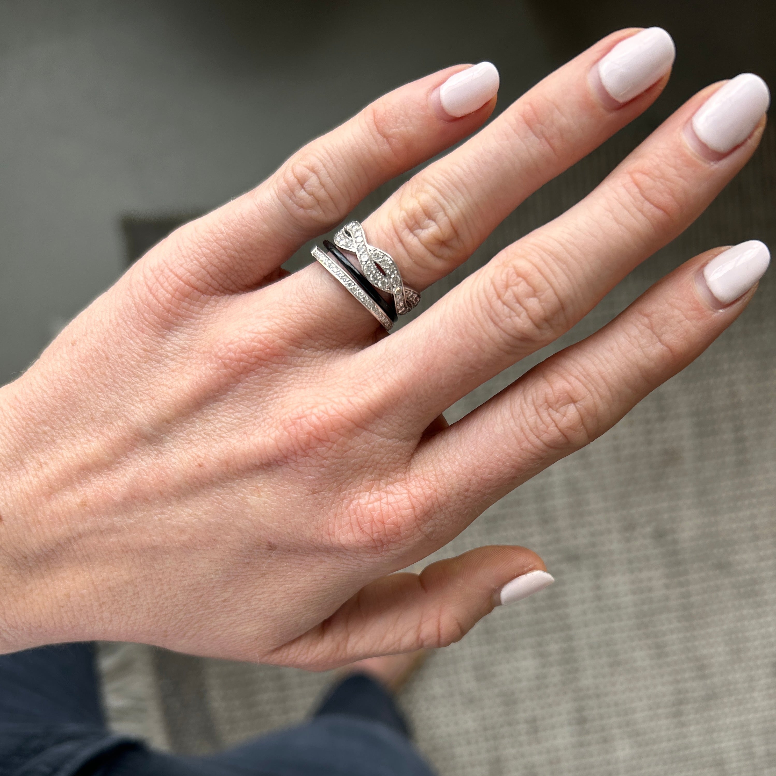 SOLD Vintage Platinum and Diamond Infinity Band Fewer Finer