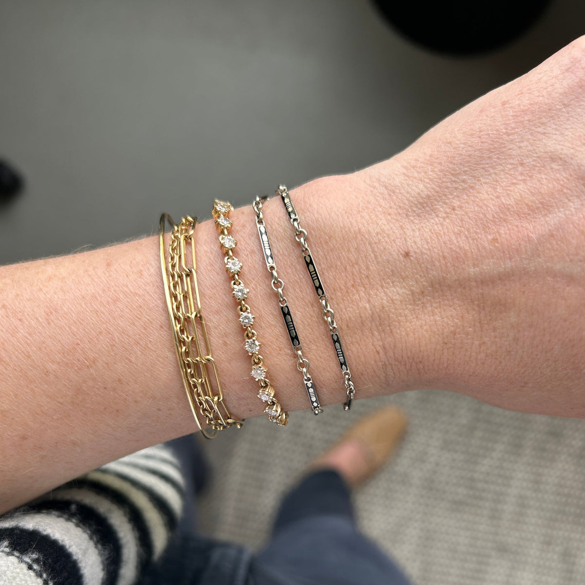 SOLD Vintage Black Enamel & 14k White Gold Watch Fob