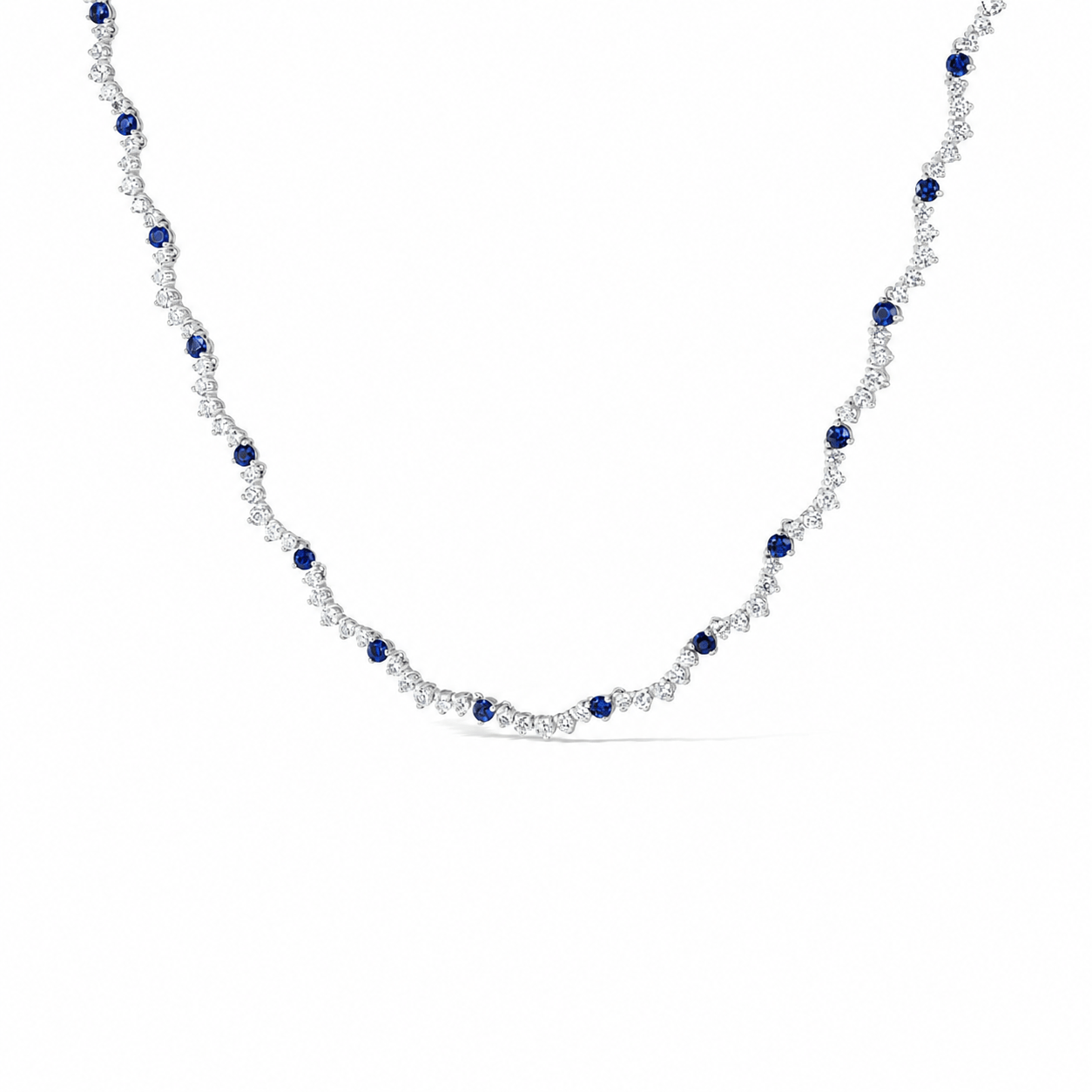 Scalloped Sapphire Tennis Necklace