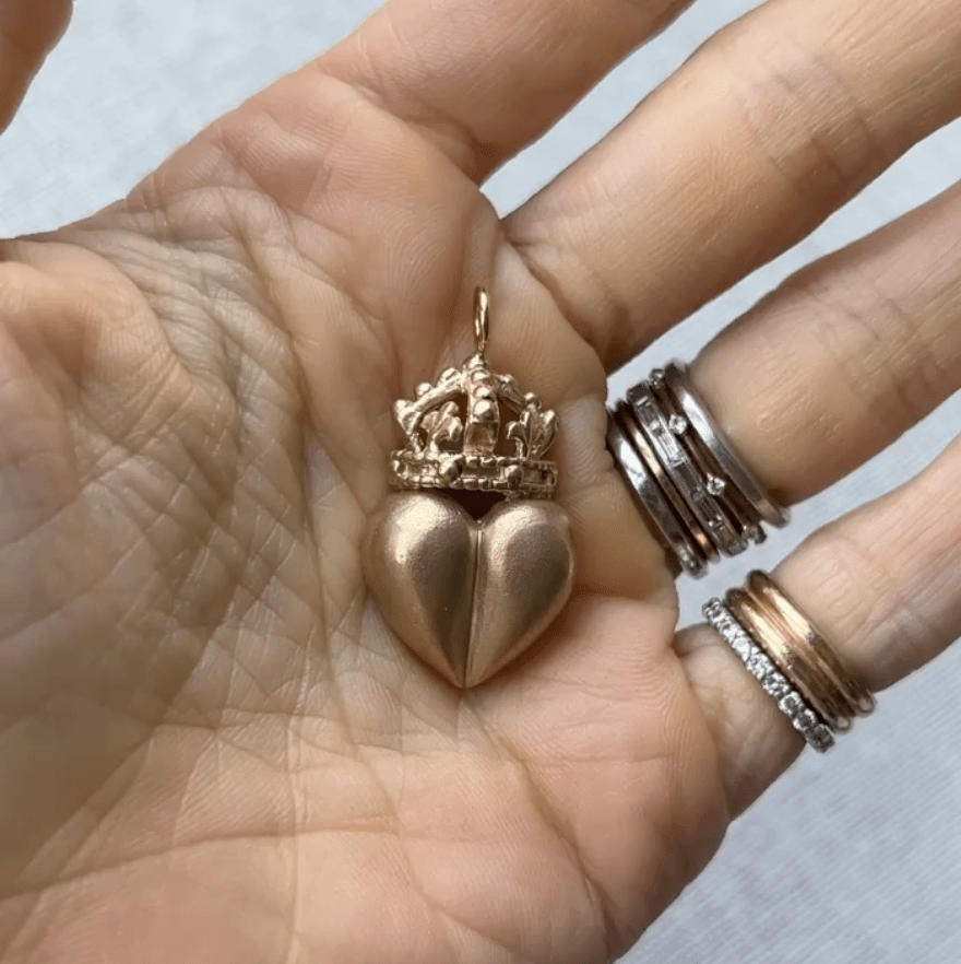 SOLD Vintage Heart Crown Charm