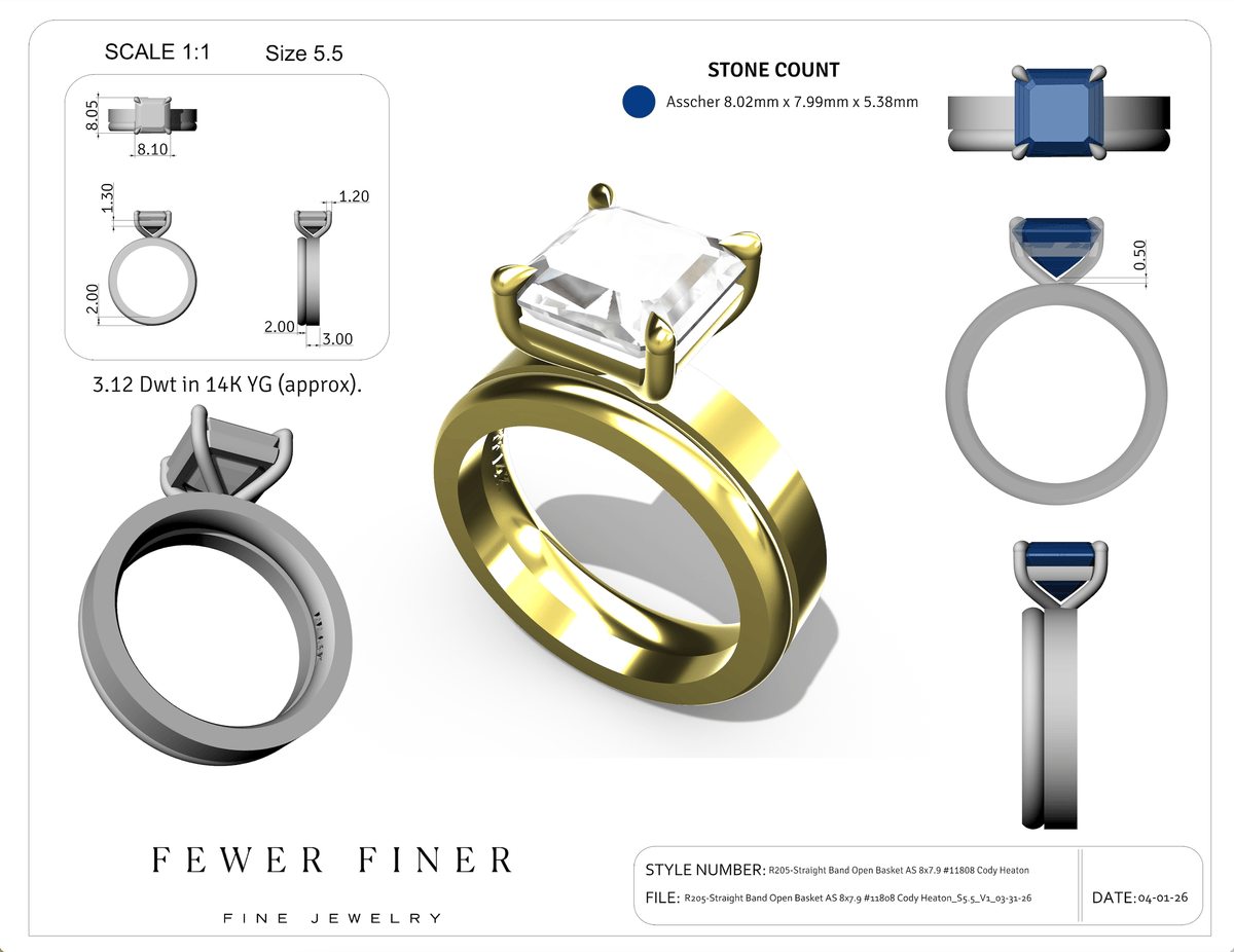 #11808 - Cody Heaton - Custom Signature Solitaire, Square Band