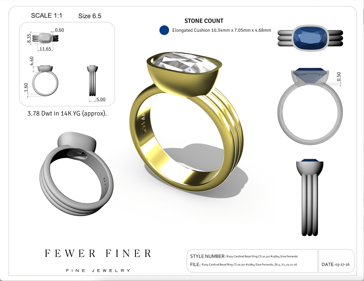 #11804 - Gina Ferrando - Custom Cardinal Ring - Bezel Set