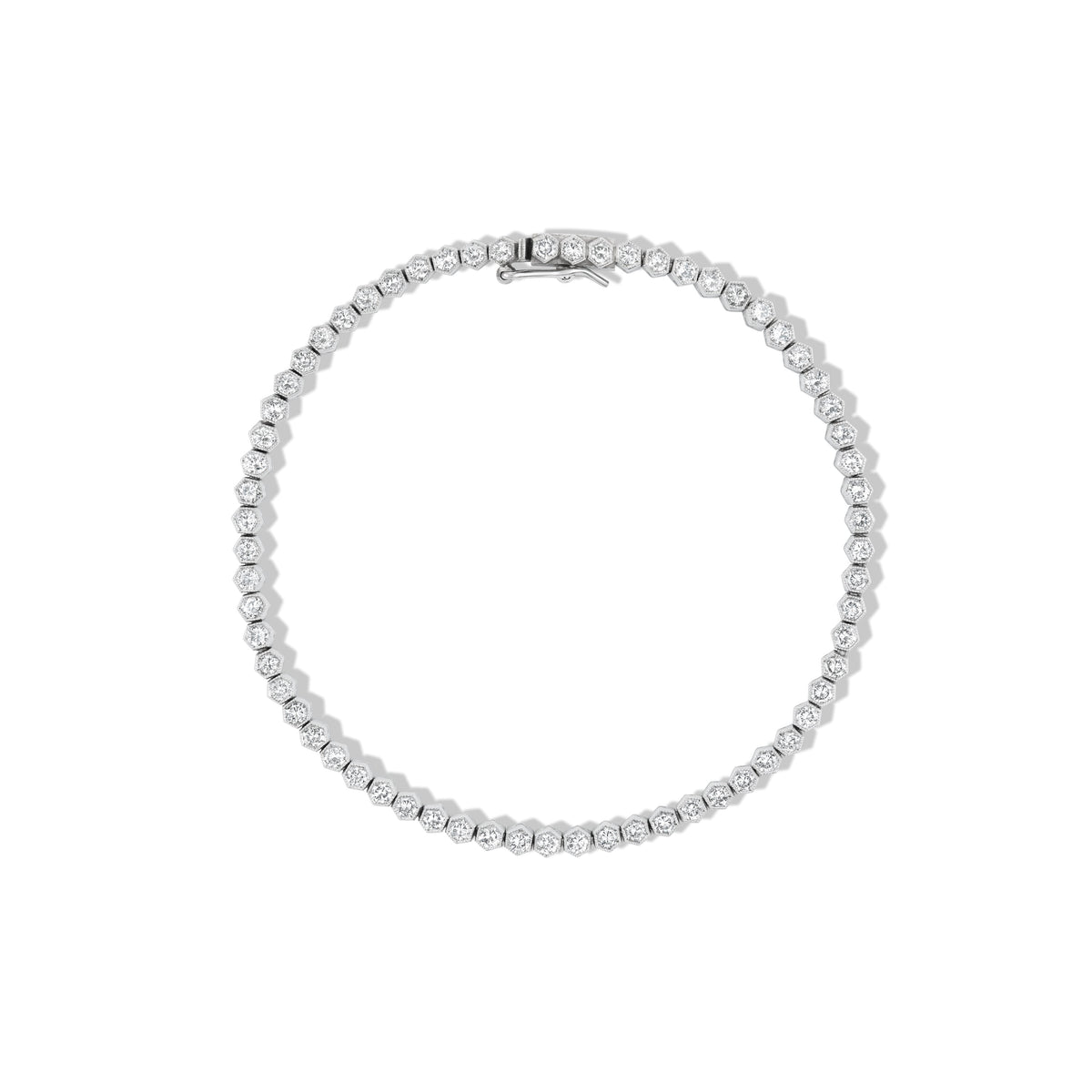 SOLD Vintage Milgrain Hexagon Bezel Set Diamond Tennis Bracelet