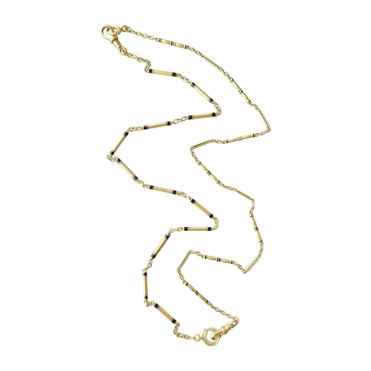 SOLD Vintage Gold & Black Enamel Watch Fob Chain Necklace