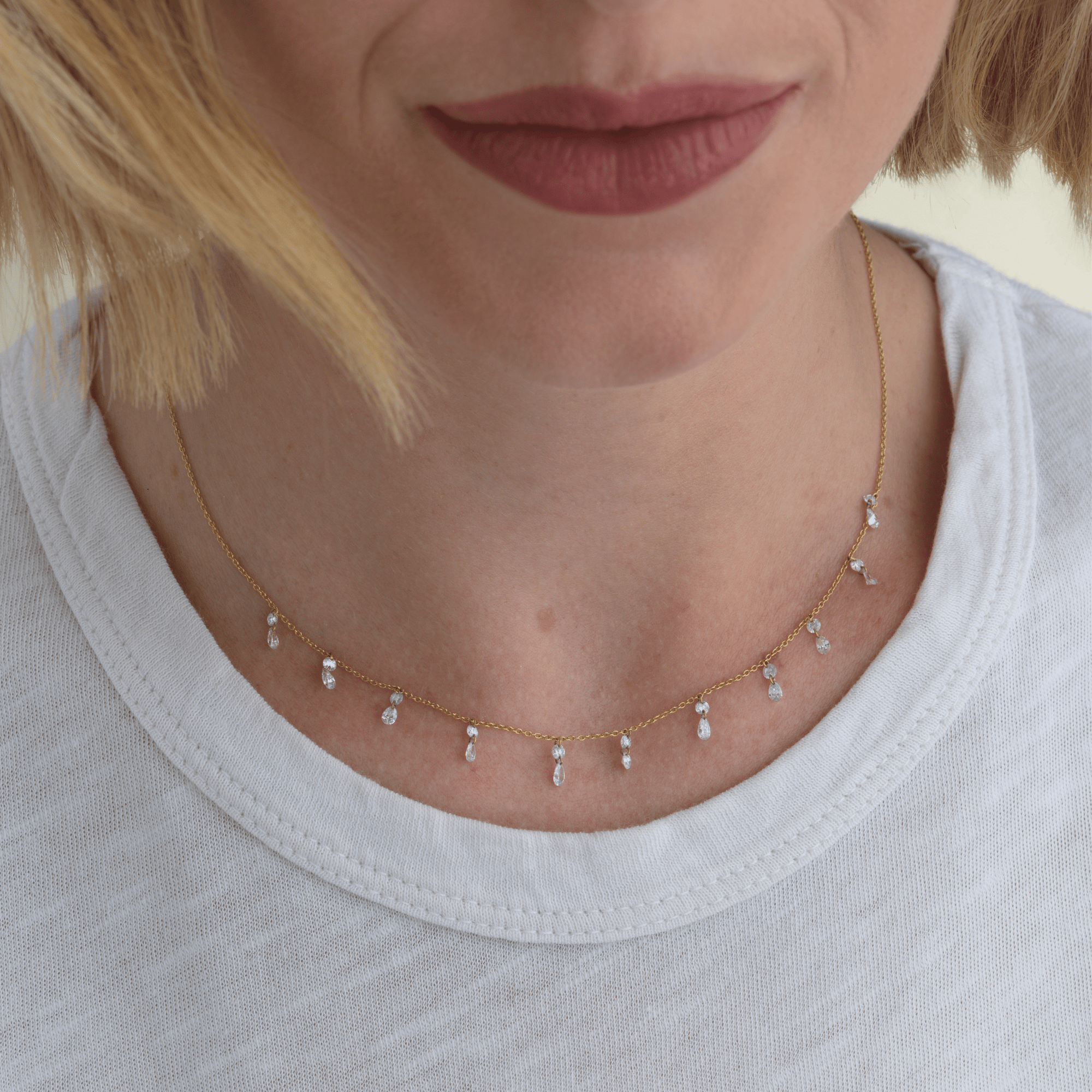 Vintage Pinprick Diamond Drop Necklace