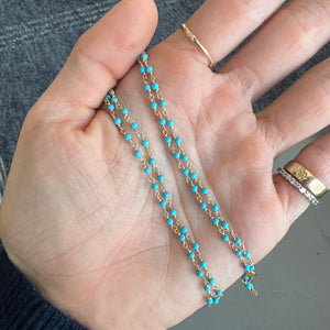 14k gold turquoise beaded necklace