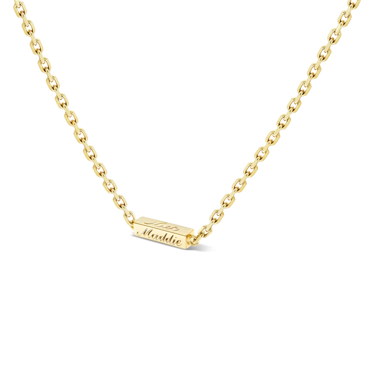 14k gold hand engraved gold bar necklace