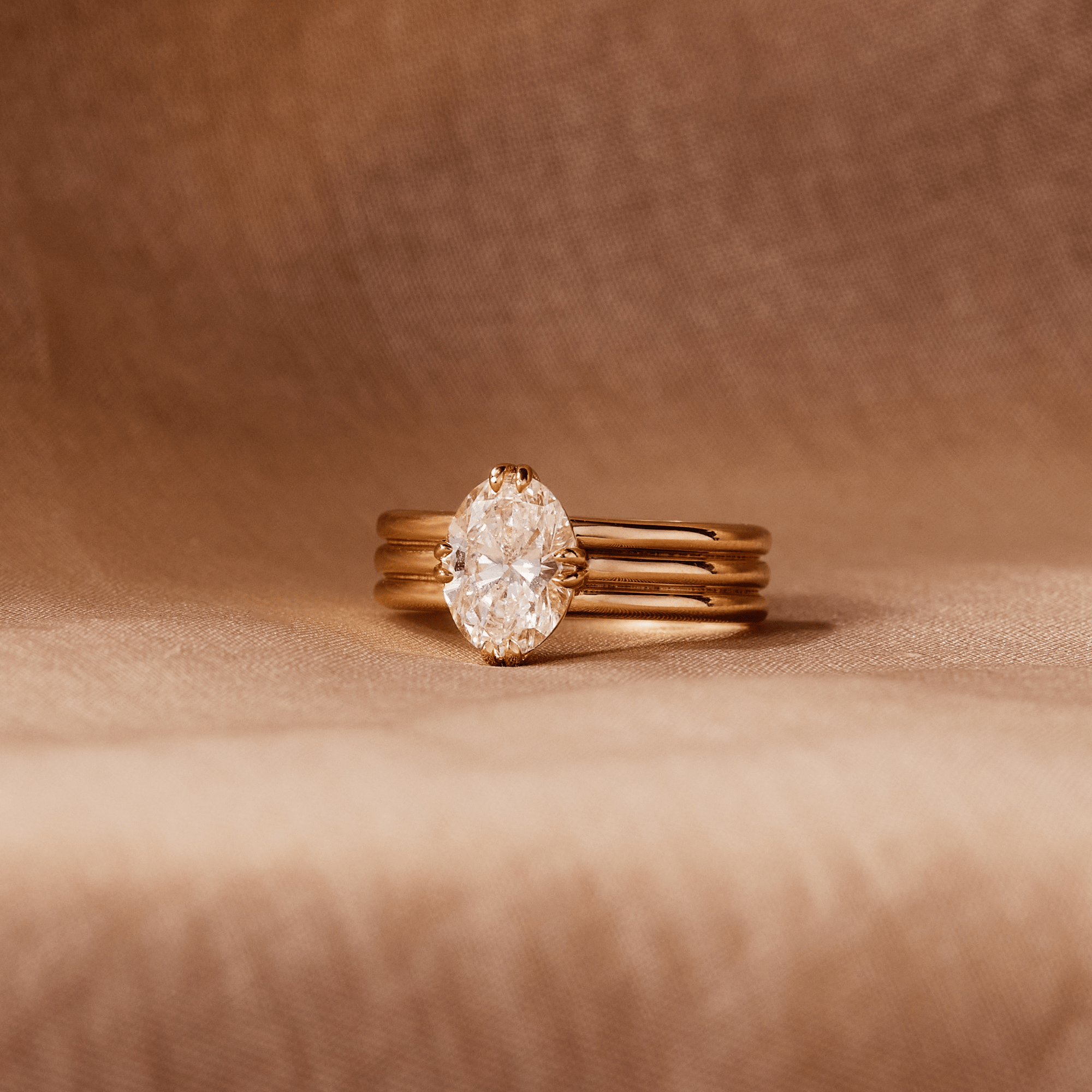 14k gold triple band design engagement ring