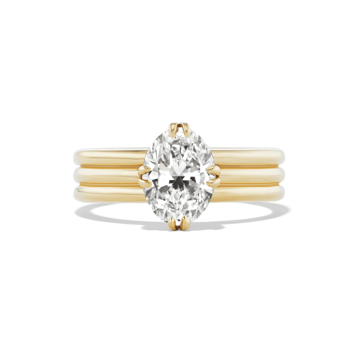 14k gold triple band design engagement ring
