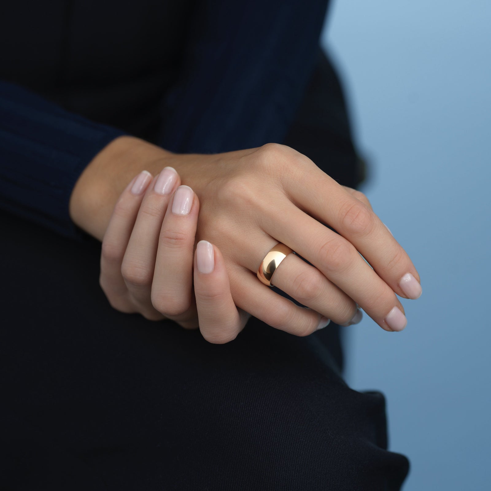 14k gold thick engravable cigar band ring