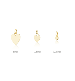 All sizes of the 14k solid gold engravable heart charm