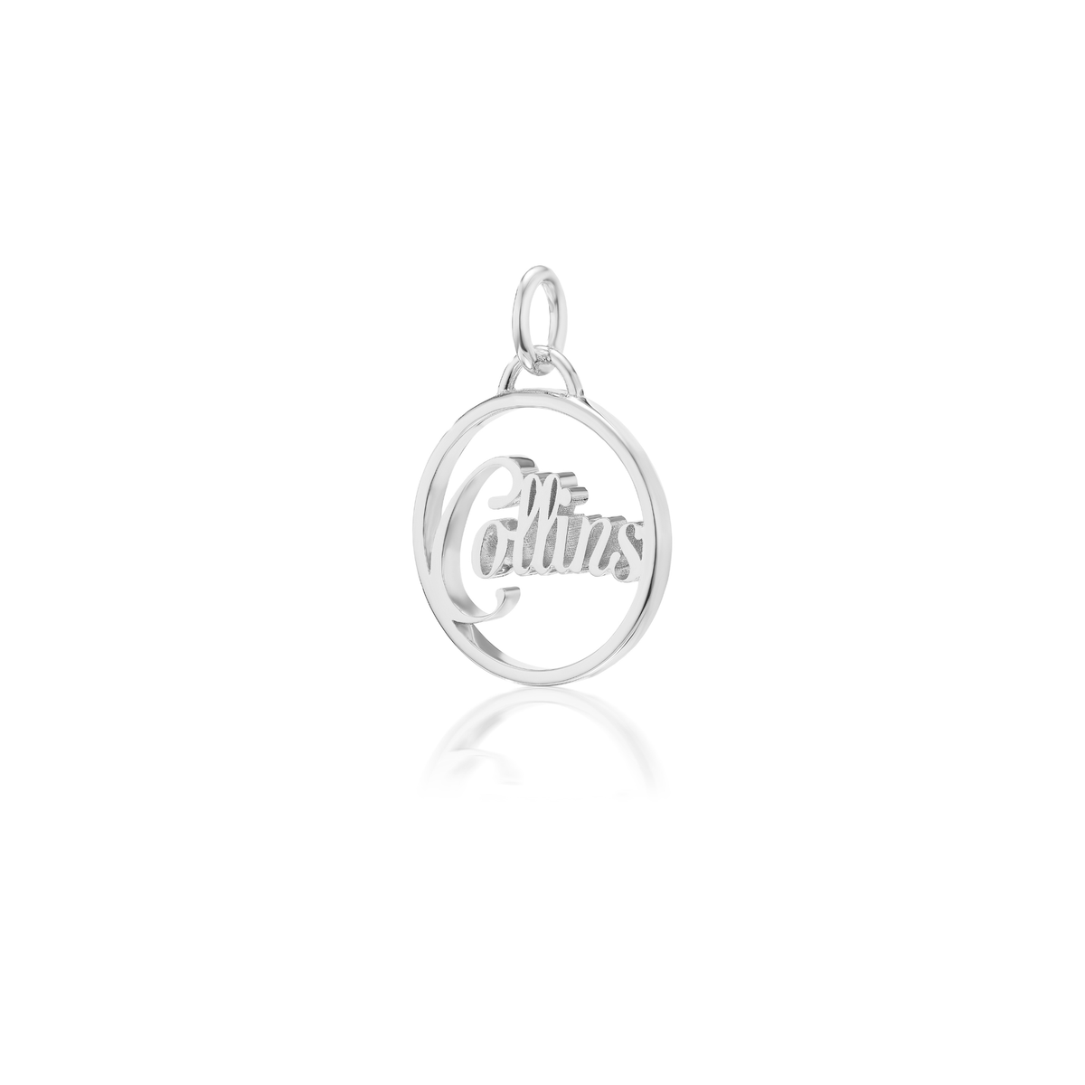 14k solid white gold custom name charm