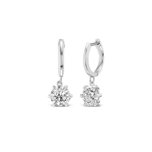 14k white gold diamond drop huggies