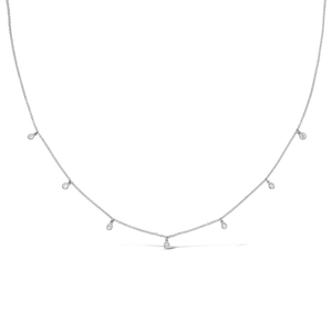 14k white gold necklace with bezel set diamonds